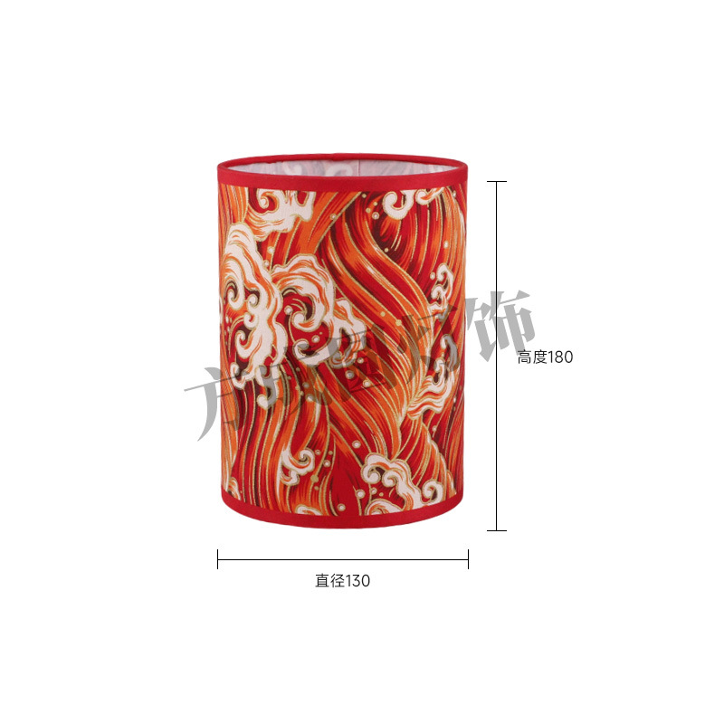 Nuevo producto Pantalla de lámpara de tela Patrón de impresión rojo chino Lámpara de escritorio de dormitorio Lámpara de pared Lámpara de pie Pantalla redonda