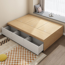 香港批发榻榻米储物床板式小户型收纳高箱床架无床头双单人床无靠