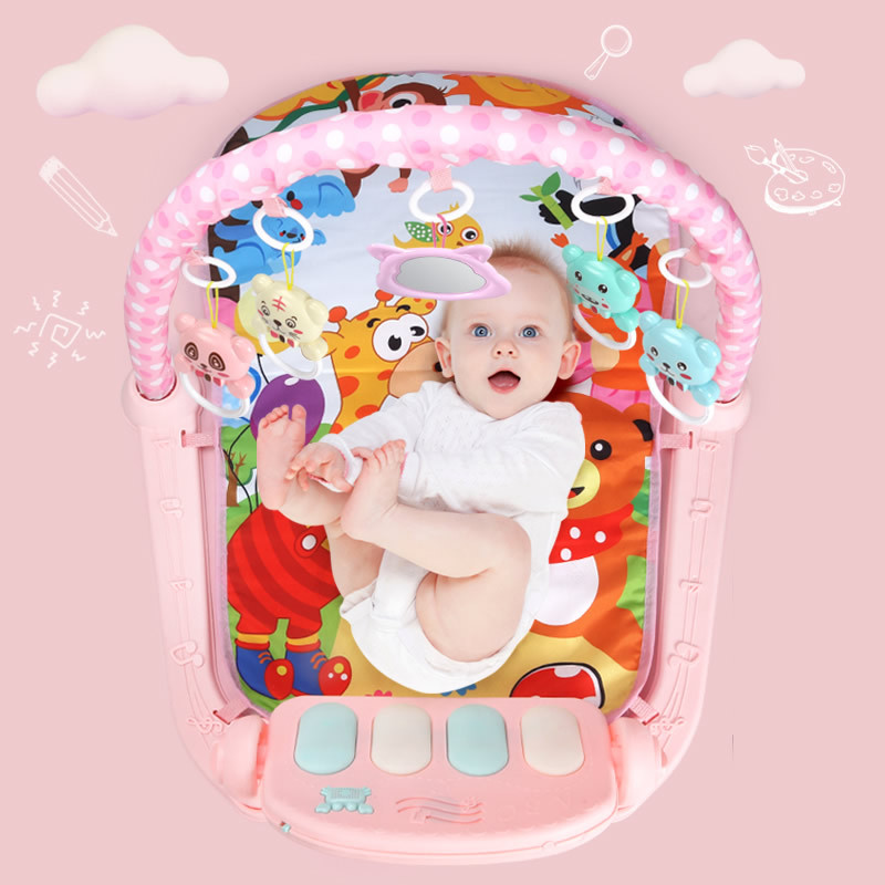 Estante de fitness para bebés recién nacidos alfombra multifuncional música pedal piano juguete calmante bebé juego de piano
