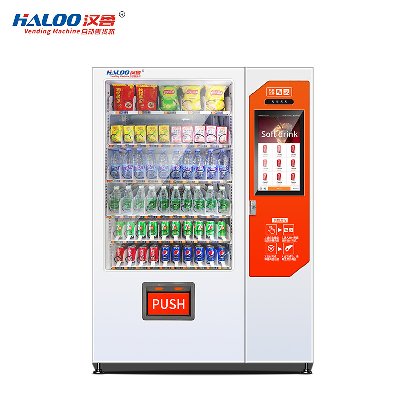 21,5 pulgadas pantalla táctil máquina expendedora snack bebida máquina expendedora interior y al aire libre café autoservicio máquina expendedora marca nueva refrigeración