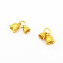 高保色古法金喷砂金 铃兰花两件套吊坠小提溜diy手链项链饰品配件