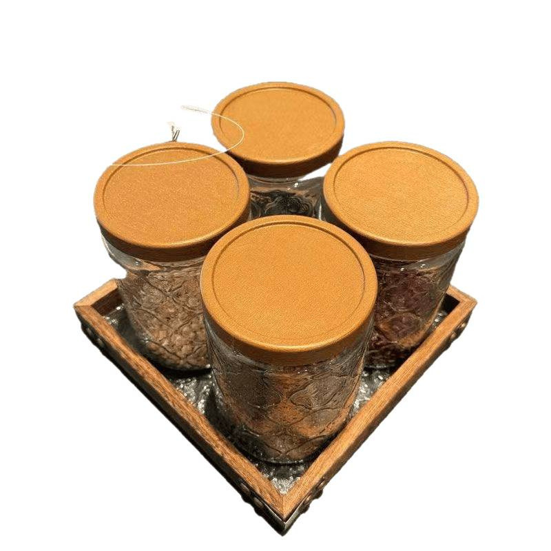 茶罐零食玻璃储物罐罐坚果储物罐大容量食品级密封罐印花|undefined