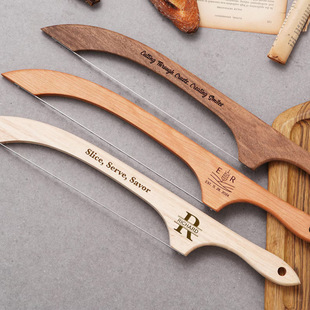 etsy personality carved wooden bread knife saw bread bow knife baguette toast saw anti-bending wooden slicing knife