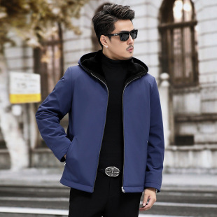 Imported whole mink leather coat men's mink velvet liner double-sided hooded fur integrated winter high-grade fur coat