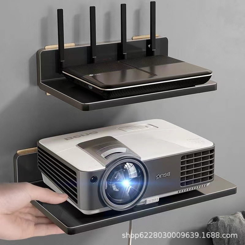 免打孔路由器墙上收纳架壁挂式监控托盘架电视机顶盒收纳神器