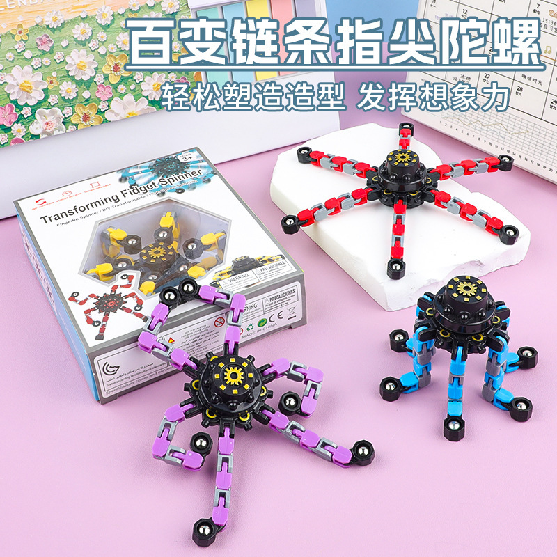 Fingertip Gyro Deformable Rotating Robot Kidsren's Baby Mechanical Gyro Toy Decompression Finger Rotating Spiral