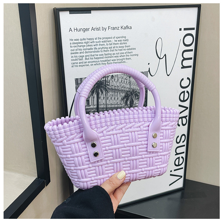 2025 New trendy and versatile crossbody mini vegetable basket jelly bag, fashionable hand-held woven bag, mini tote women's bag undefined