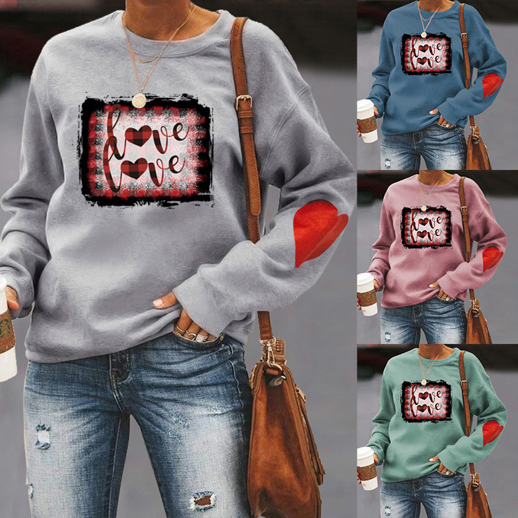 Women's Hoodies Long Sleeve Rib-knit Casual Letter Heart Shape display picture 1