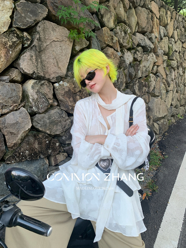 CZ ZHANG秋季法式名媛花卉绣花微透层次感百搭a字连衣裙女B36388|undefined