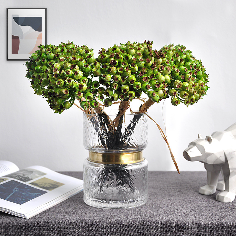 仿真浆果仿真花手扎玫瑰果山楂果海棠果花束家居装饰婚庆花艺批发