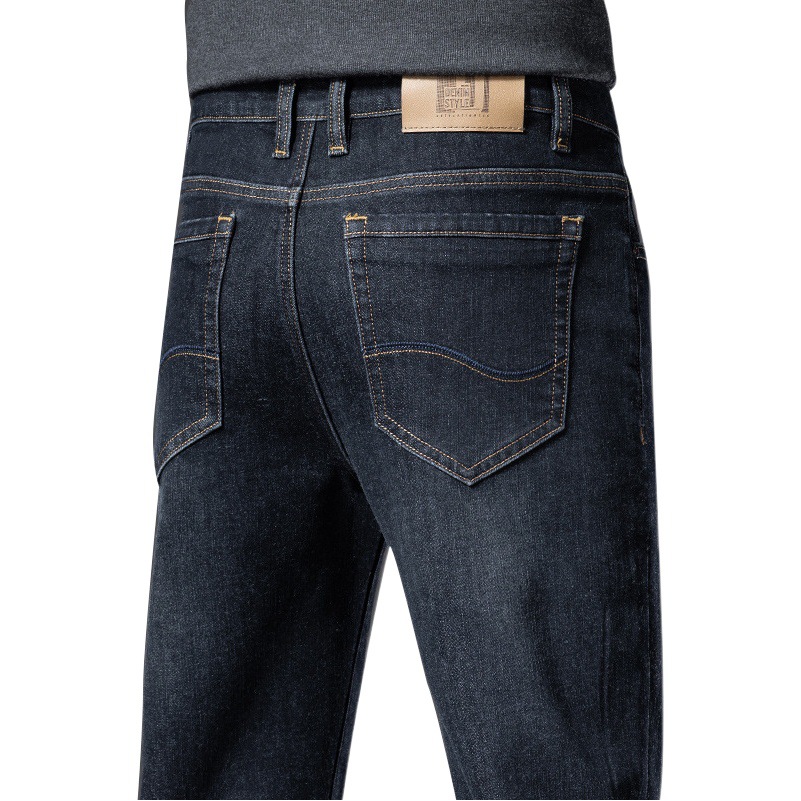 Pantalones vaqueros de cintura alta para niños de negocios ligeramente elásticos simples pantalones casuales del todo fósforo 2023 otoño e invierno nuevos pantalones rectos