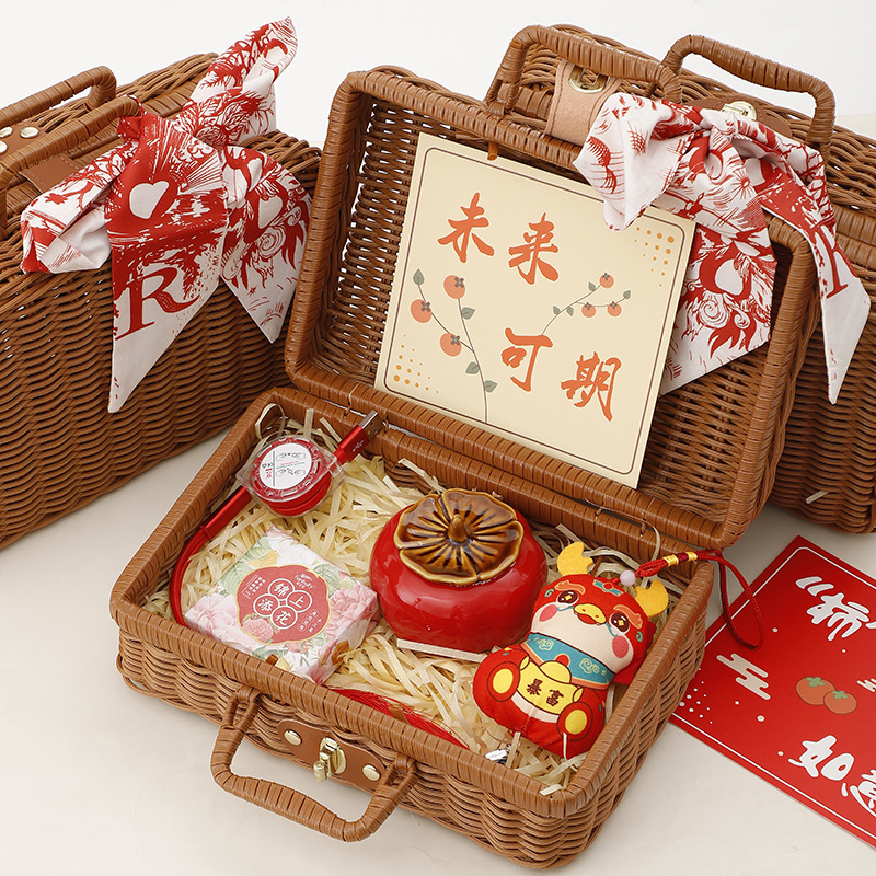 Sanba diosa Festival regalo práctico cesta de ratán de alta gama caja de regalo creativa empresa apertura tienda celebración actividad Grupo edificio regalo