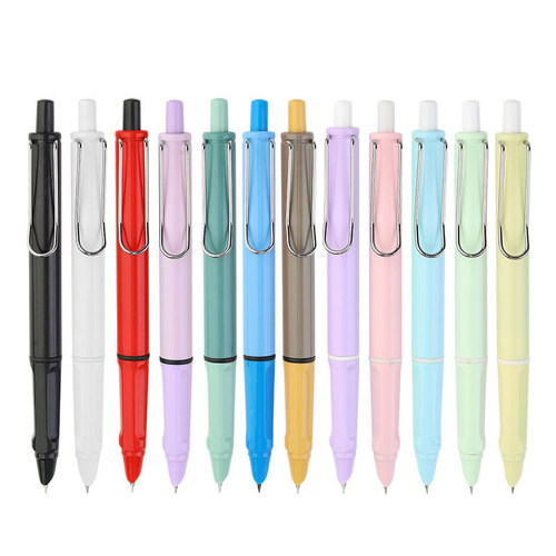 Wei Zhuang's new push-button pen with high appearance and dark tip pen calligraphy students practicing calligraphy and writing ink bag ink pen wholesale