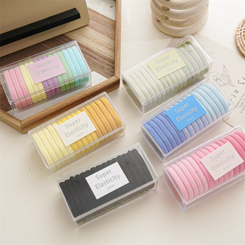 Colorful boxed seamless hair ties for women, simple hair ties, high elasticity and durability, high ponytail rubber bands