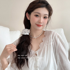 復古文藝藍白格子大腸發圈女高彈力扎發橡皮筋不傷發耐用頭繩髮飾