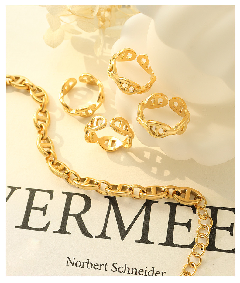 retro simple thick chain hip hop bracelet ring necklace titanium steel