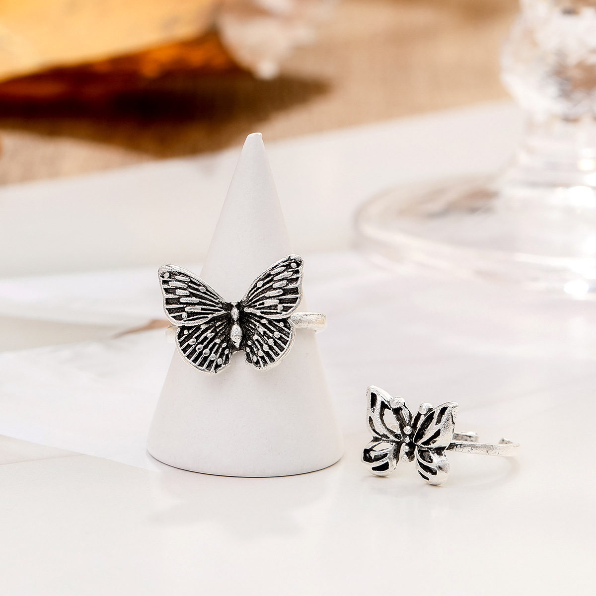 Anello farfalla retrò set 2 pezzi gioielli moda donna_voghion.com
