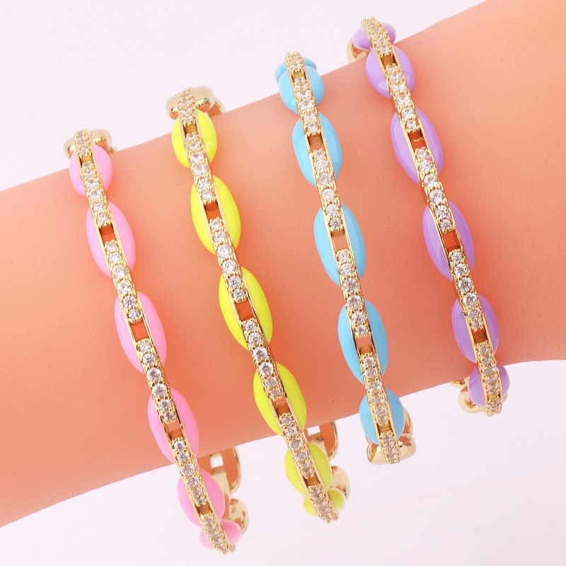 Fashion Geometric Copper Bracelets Stoving Varnish Zircon Copper Bracelets