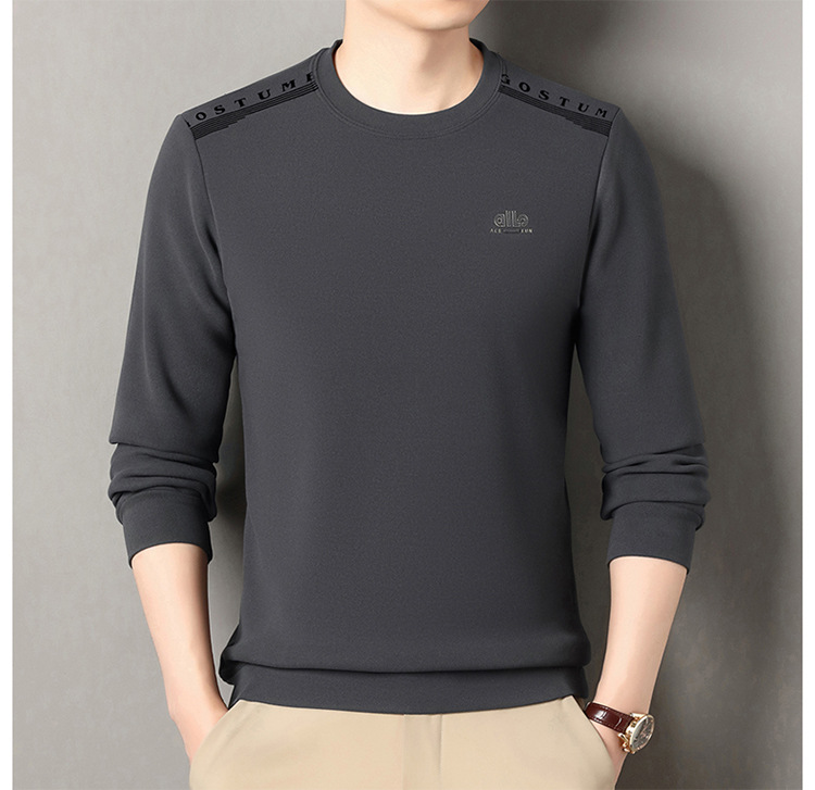 Áo sweatshirt nam cổ tròn dài tay, nỉ lông cừu dày dặn, form rộng thoải mái — Xanh trên chi tiết 14