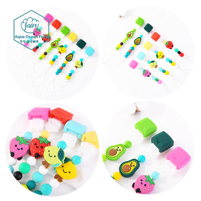 new pattern fruit silica gel Dental gum Beading Pacifier chain Toys baby Molar stick wholesale