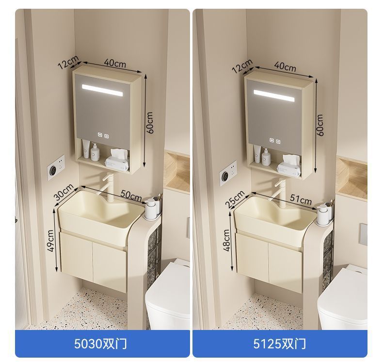 Small-sized washbasin, bathroom washbasin, pool, cream style, multi-layer thickened solid wood bathroom cabinet, combination washbasin undefined