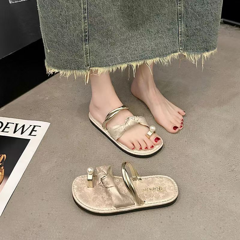 New Chinese Style Slippers for Women to Wear Outside in Summer 2025 New Internet Celebrity Flats Fairy Style Slippers with Skirts