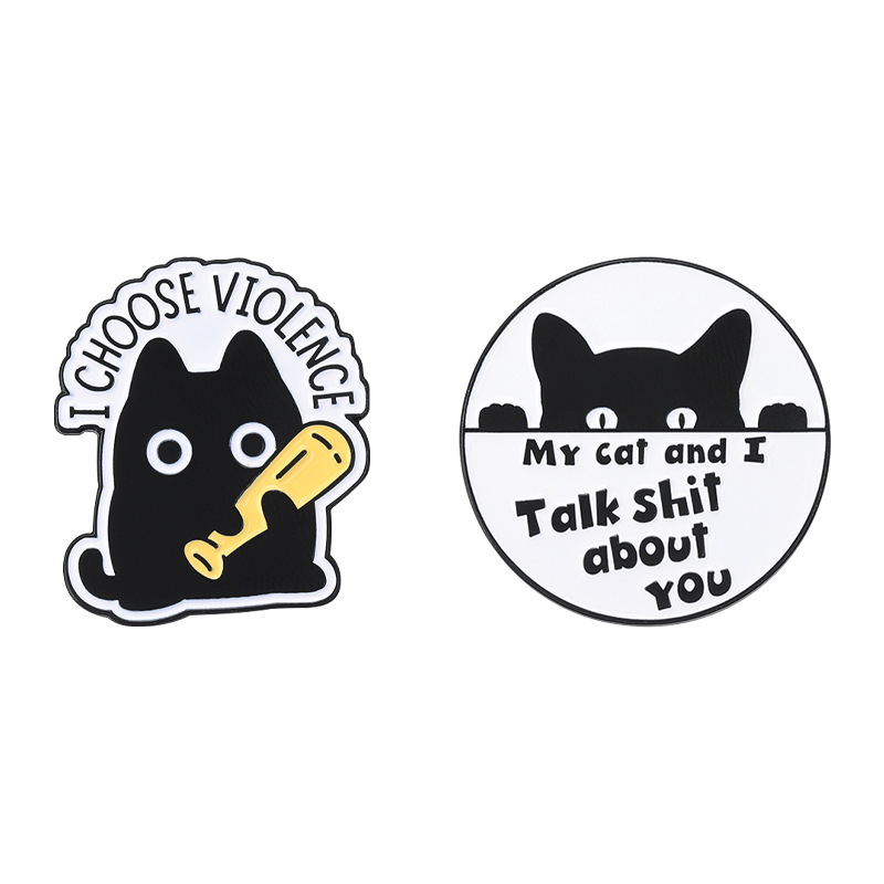 Casual, Daily Occasion Cute Pin Cartoon Letter Cat Alloy Metal Plating Unisex Brooches