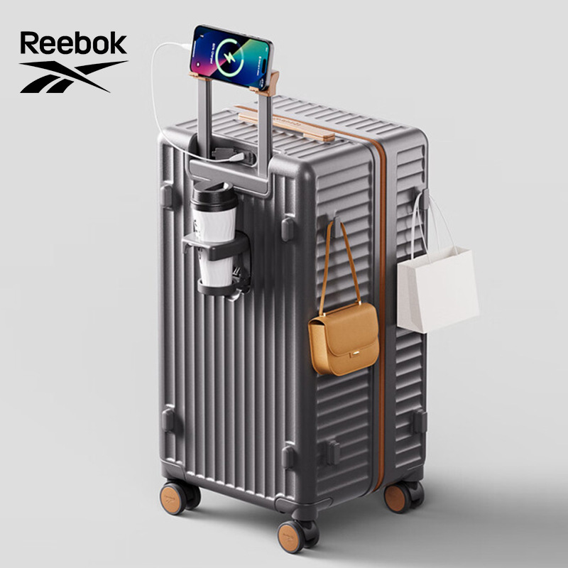Reebok/Reebok Large-Capacity Suitcase for Female Students, Light-Tone Trolley Case for Men, Explosion-Proof, Wear-Resistant and Scratch-Resistant Suitcase