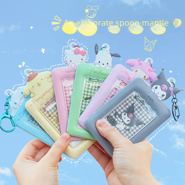 Sanrio card holder cartoon cute photo pendant keychain gu Ka meilti card holder cartoon retro coolomi