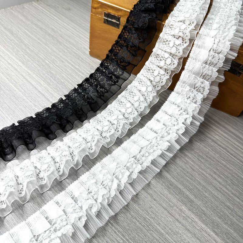 Curtain Lace Lace Pleated Pleated Skirt Versatile DIY Double Layer Fungus Clothing Accessories Materials Wholesale