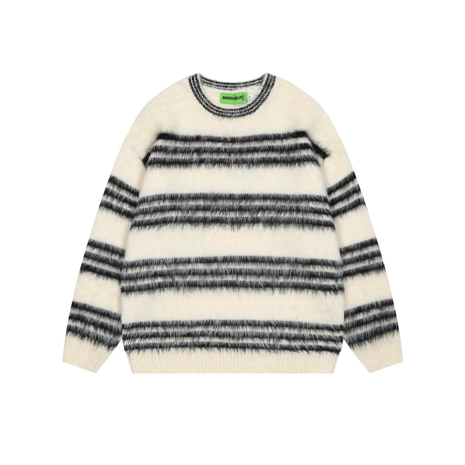 Explosiones transfronterizas de tamaño europeo de tamaño grande jersey peludo a rayas camiseta de punto suéter pareja de hombre otoño invierno fábrica al por mayor