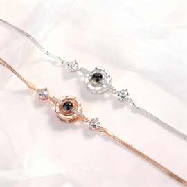 铜制微雕圆形投影手链韩版简约个性简约情侣手饰图片定 制