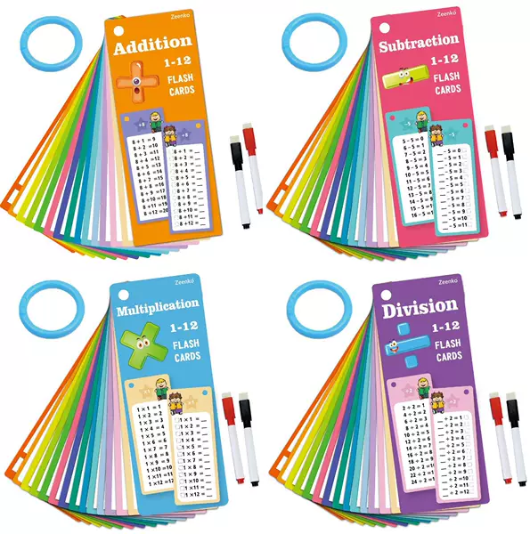 15 Math Addition, Subtraction, Multiplication and Division Erasable and Reusable Learning Kidsren's School Training Early Education Cross-Border Flash Cards