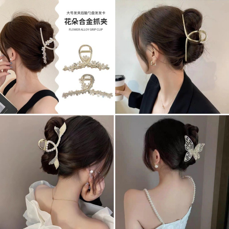 花朵髮夾抓夾大號髮夾後腦勺盤發發卡女新款氣質鯊魚夾子頭飾批發