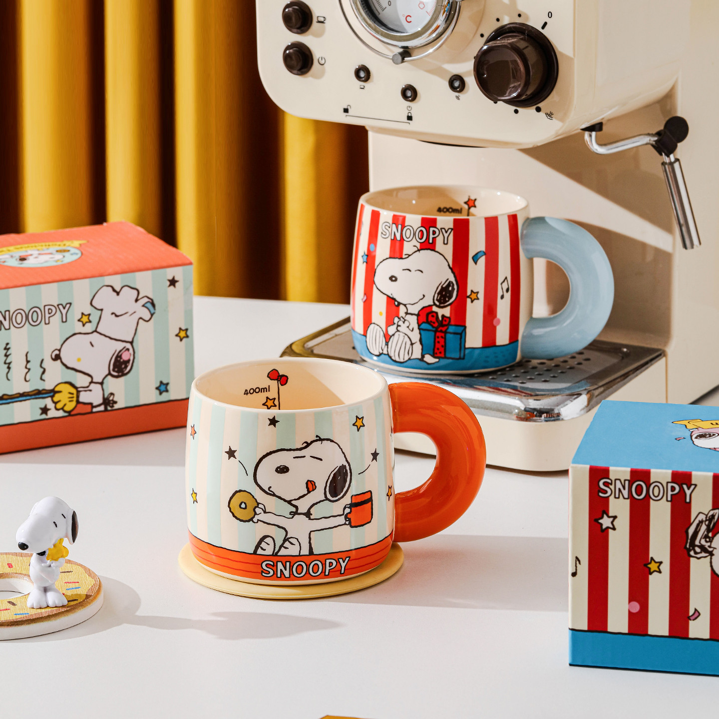 Snoopy colorido taza de cerámica taza de agua de gran capacidad taza de dibujos animados pareja adorable 2025 nuevo