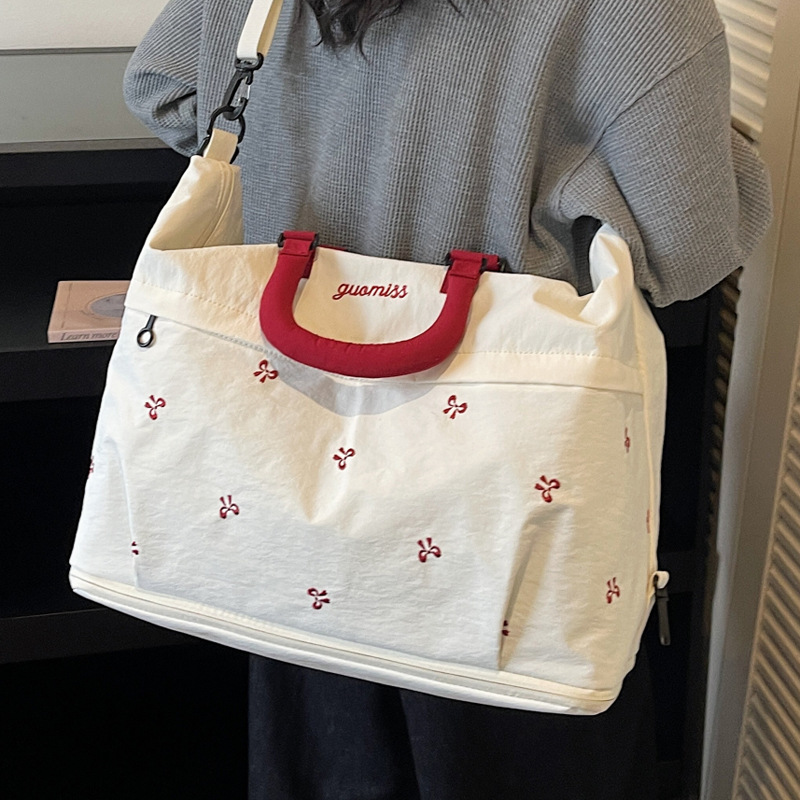 Bow Embroidered Convertible Travel Carryall Tote Bag 3
