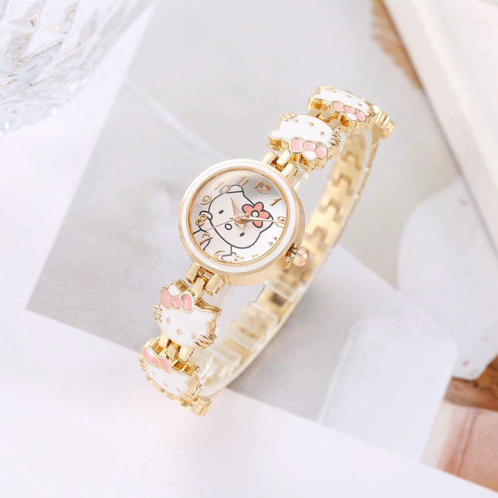 Nueva moda reloj de gato temperamento de mujer linda pulsera de cinturón de acero reloj reloj de cuarzo electrónico para mujer y estudiante