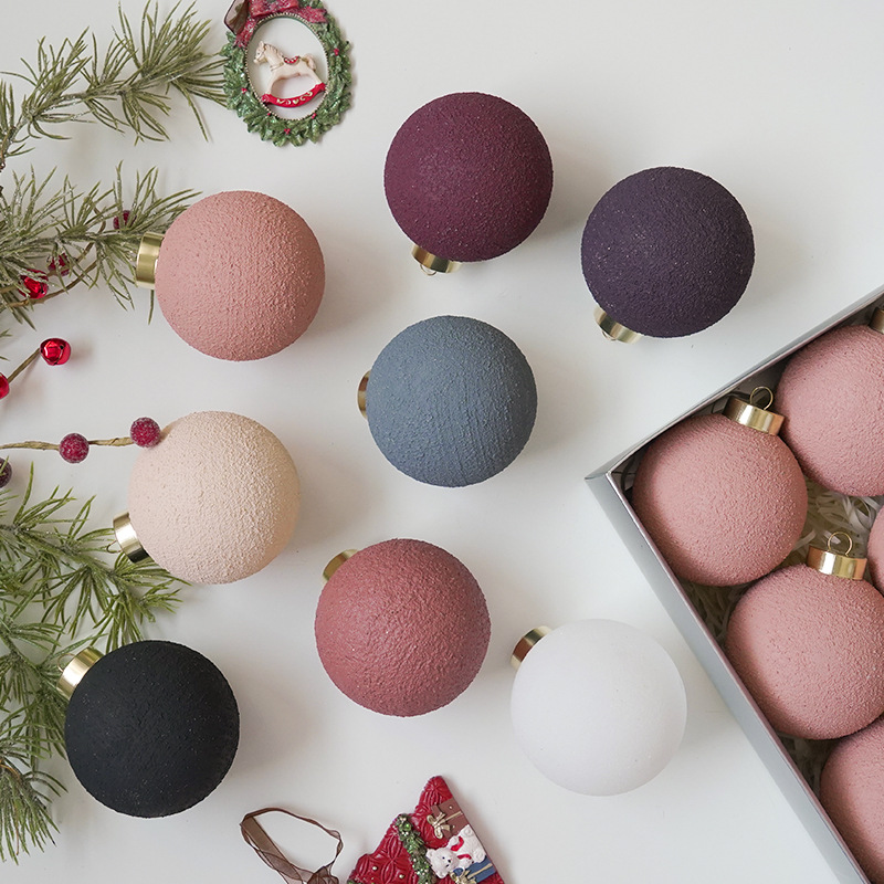 Amazon nuevo 8cm textura sensación de endurecimiento color cemento bola de Navidad decoración de Navidad bola de Navidad personalizada