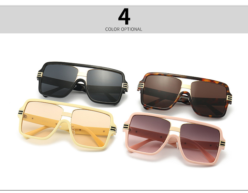 Cross-border Large Frame Flat Top Sunglasses Trend Modern Retro Sunglasses display picture 2