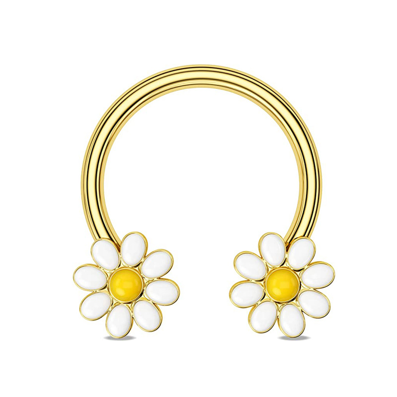 Stainless Steel Oil Dripping Butterfly Nose Ring Sequin Nose Stud Ear Bone Ring Piercing Horseshoe 16G detail image 7