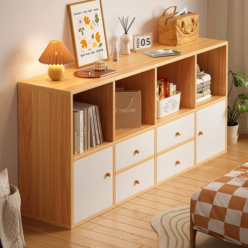 Книжная полка полка пол дома гостиная спальня у стены низкий шкаф шкафчик в клетку шкафчик простой книжный шкаф