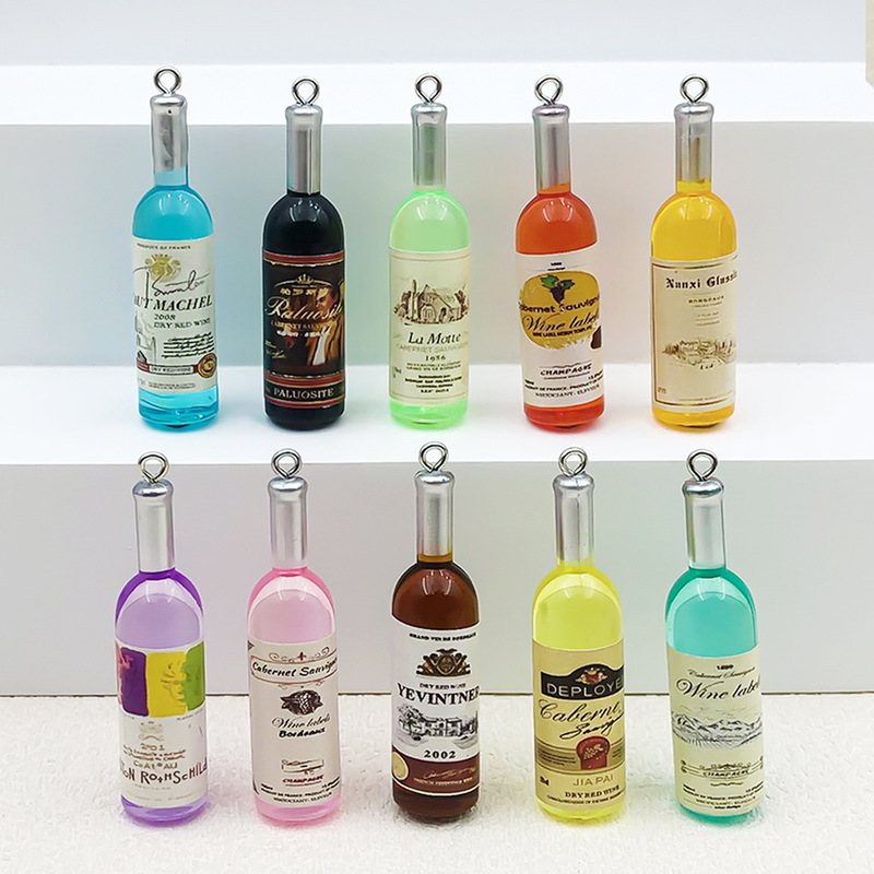 DIY Jewelry Accessories Colorful Resin Imitation Wine Bottle Earrings Pendants Bag Keychains Wine Bottle Charms DIY Jewelry Accessories Colorful Resin Imitation Wine Bottle Earrings Pendants Bag Keychains Wine Bottle Charms