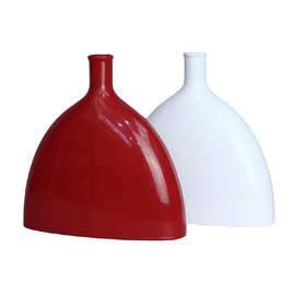 创意花瓶红白色小口简约单支插花瓶塑料瓶家居摆件工艺品不易碎