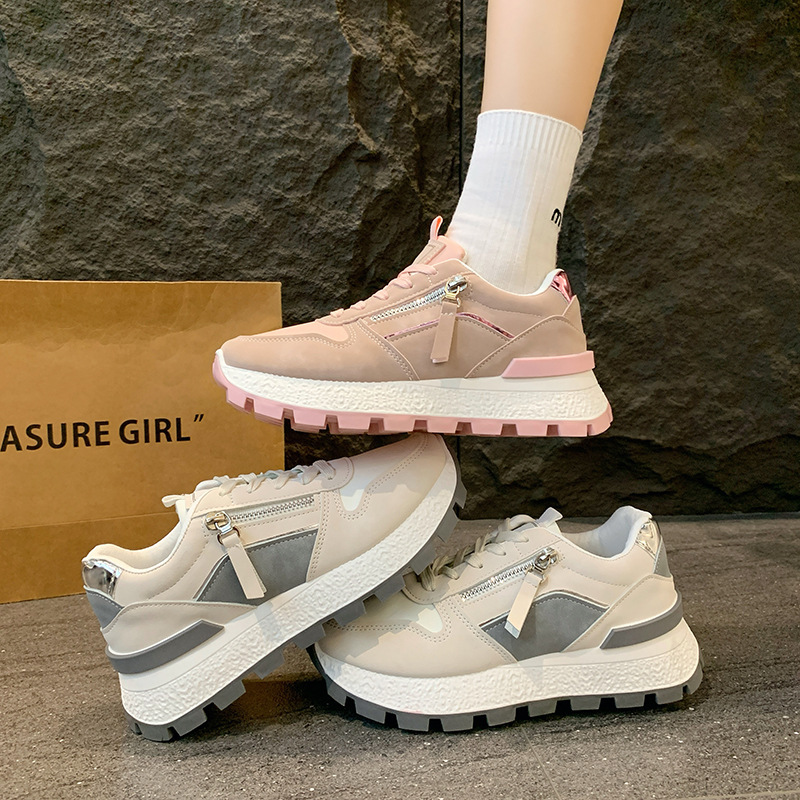 Women's Thick-Soled Zip-Up Sneakers for Petite Individuals, 2025 New Model, Rubber Sole, Color-Blocking Running Shoes, Student Street Style, Forrest Gump Shoes Women's Thick-Soled Zip-Up Sneakers for Petite Individuals, 2025 New Model, Rubber Sole, Color-Blocking Running Shoes, Student Street Style, Forrest Gump Shoes