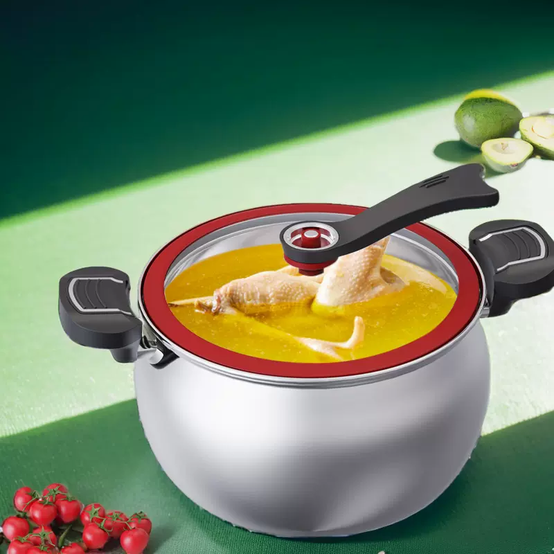 304不锈钢微压锅家用双耳炖煮防爆煲汤锅无涂层大容量压力锅一锅