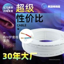 廠家供應2*4平方RVV護套線電線 白色家用無氧銅線電纜家裝電源線