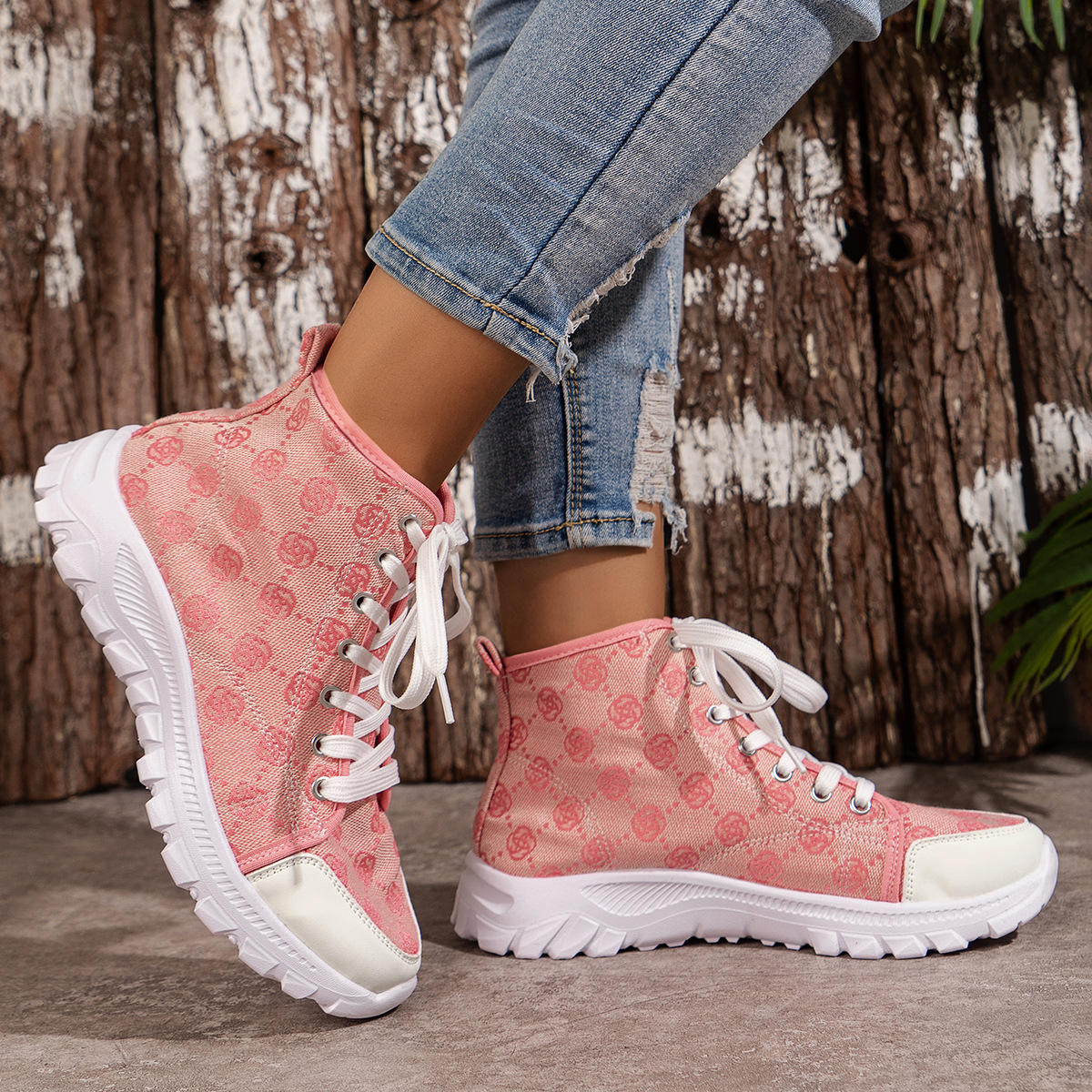 Women's High Top Canvas Sneakers Comfortable Casual Versatile_voghion.com