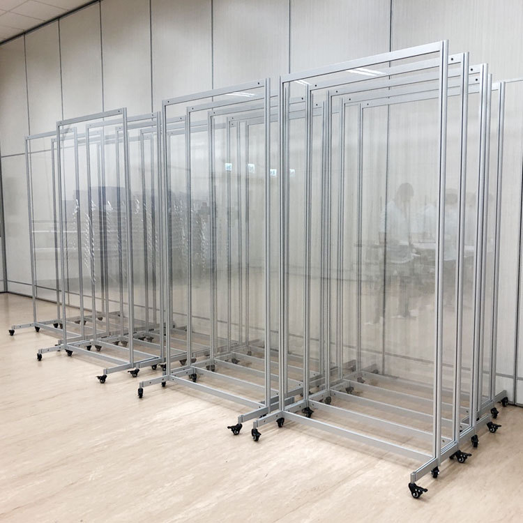 亚克力屏风透明防疫隔板办公室铝合金玻璃隔断墙折叠移动隔离展架