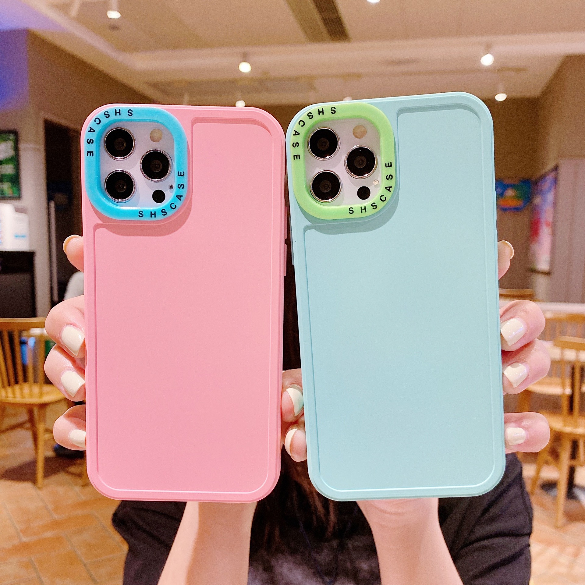 100g Weight Fashion Style Purple, Green, Yellow, Black Color Foreign Trade New Applicable 13pro Contrast Color Silicone 11 Phone Case 678p Photo Frame 12 Protective Case 3