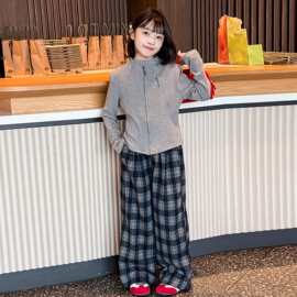 女童春秋套装休闲拉链衫上衣下裤秋装中大童春秋新款撞色卫衣秋装